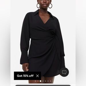 H&M black satin wrap dress